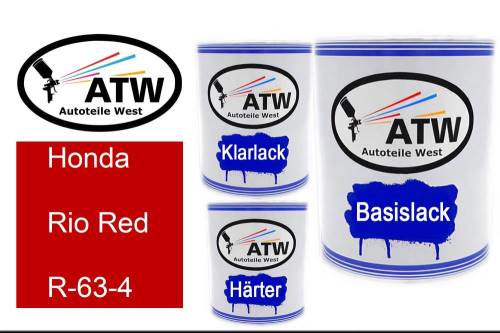 Honda, Rio Red, R-63-4: 1L Lackdose + 1L Klarlack + 500ml Härter - Set, von ATW Autoteile West.